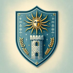 An-austere-and-serious-design-of-a-heraldic-family-crest.-The-shield-is-light-blue-and-on-it-there-i-5