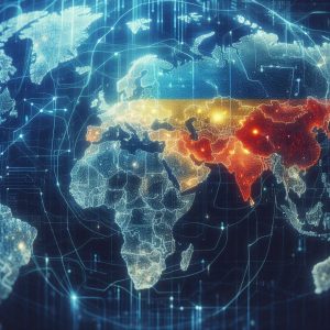 The image would feature a stylized, semi-transparent global map as its background, subtly highlighti