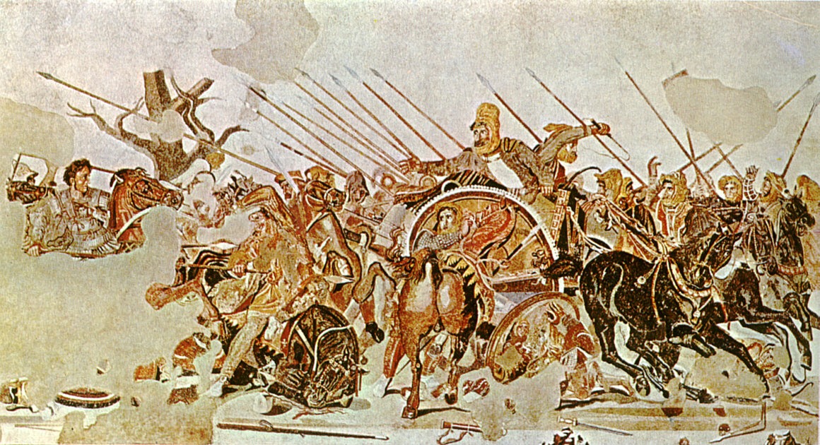 Alexander and Bucephalus at battle of Issus (detail from the mosaic of Museo Nazionale di Napoli)